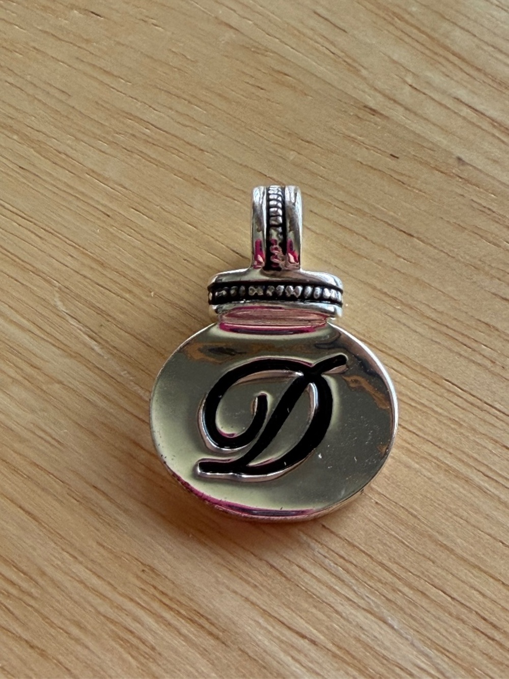 Vintage Silver Tone Script Letter D Initial Pendant Charm Monogram